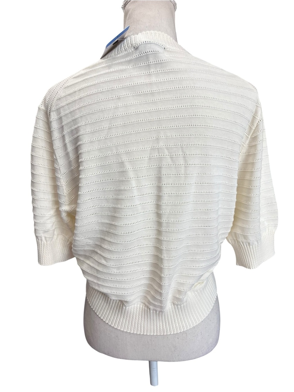 Frye 100% Cotton Cream Open Knit Dolman Sweater Large Coastal Bohemian NWT - Picture 4 of 7